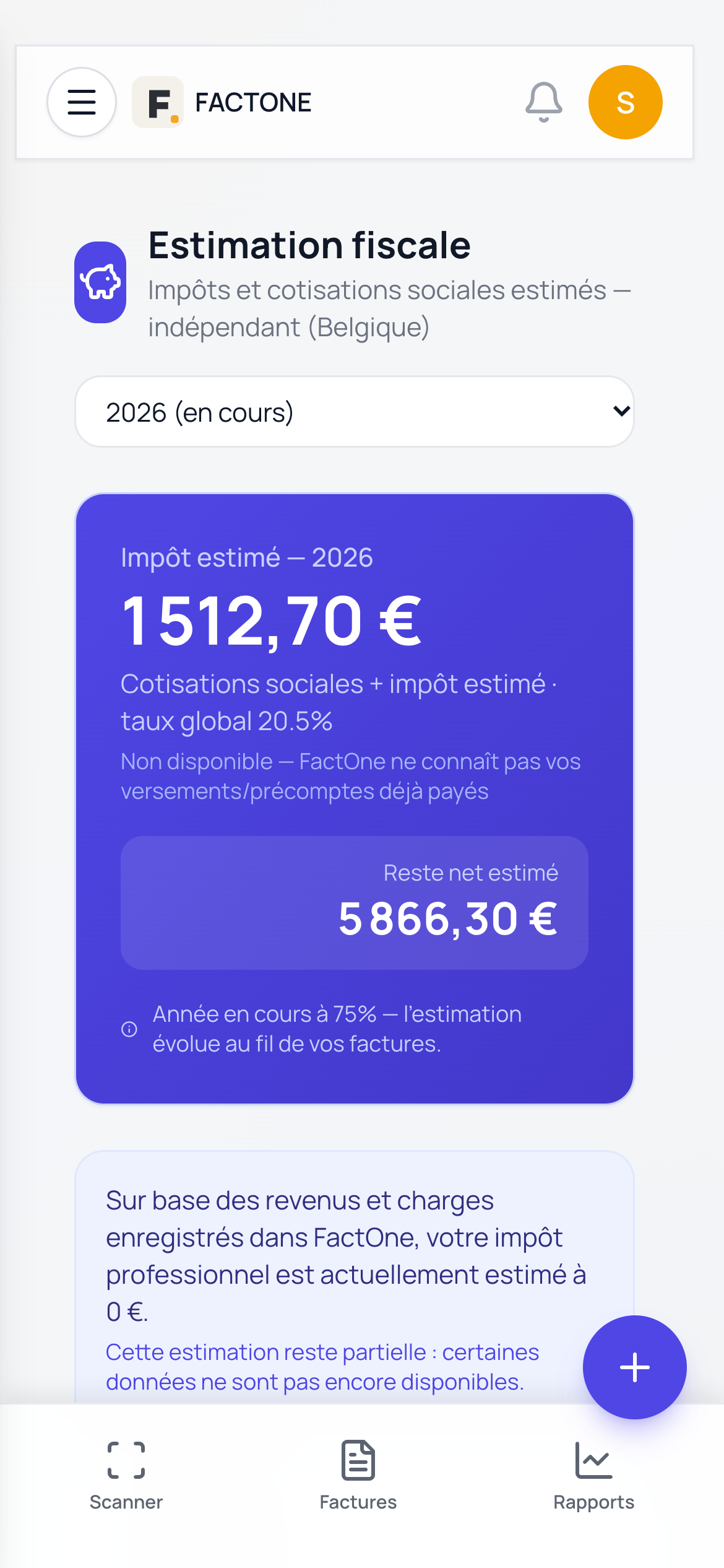 Estimation fiscale sur mobile : impôt estimé et reste net estimé