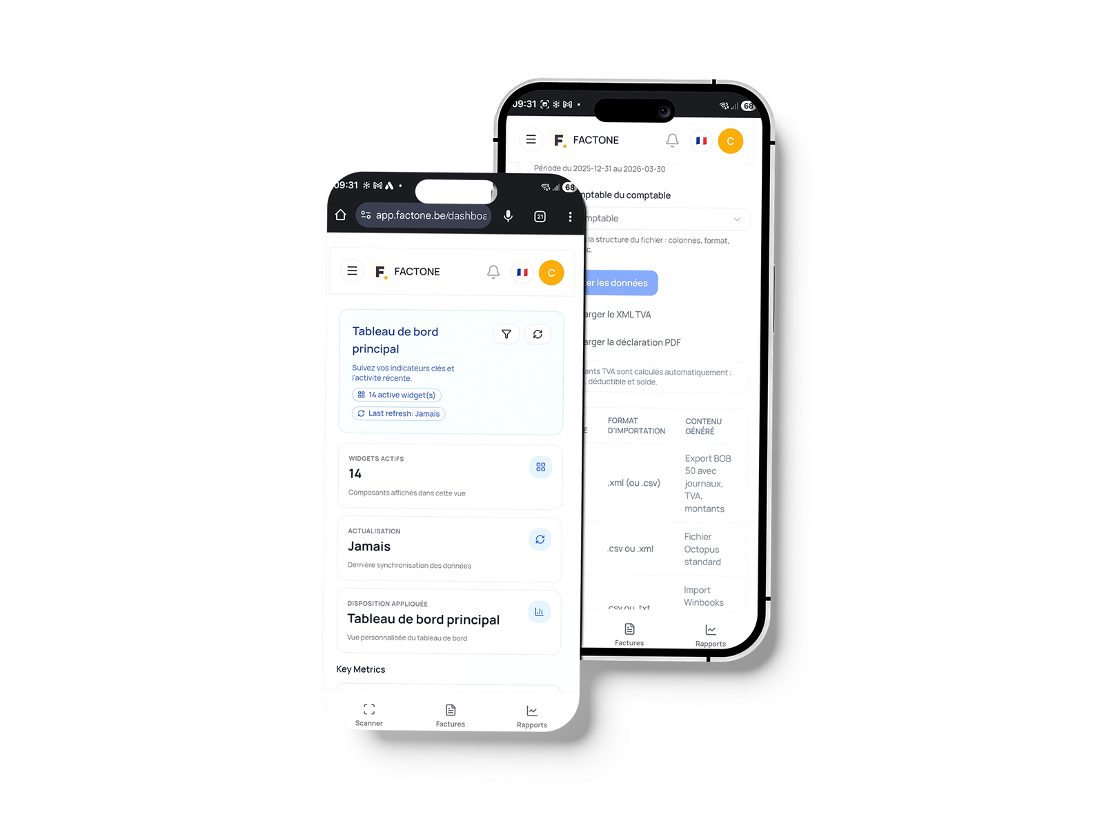Dashboard FACTONE - Tableau de bord principal